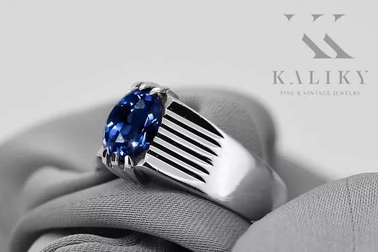 Ring Sapphire Sterling silver 925 Vintage craft vrc007s